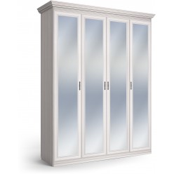 Шкаф 4-х дверный зеркальный Неаполь Ясень анкор светлый (патина "серебро")