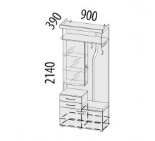 Вешалка с зеркалом Мэри 39.08 комбинированная
