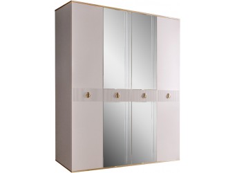 Четырехстворчатый шкаф для одежды с зеркалом Rimini Solo РМШ1/4 (s) (слоновая кость)